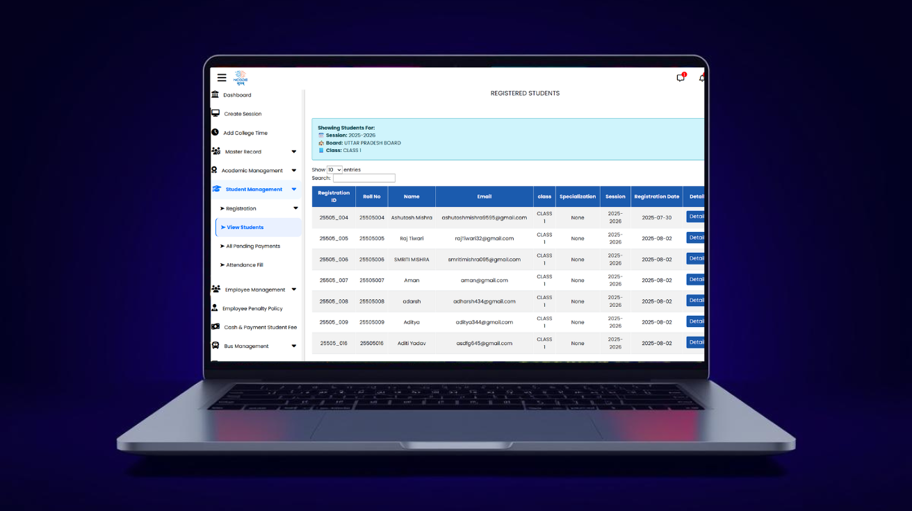 School ERP Dashboard